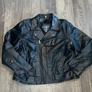 Barney's Leather; Black Biker Jacket Size:59 (3X)